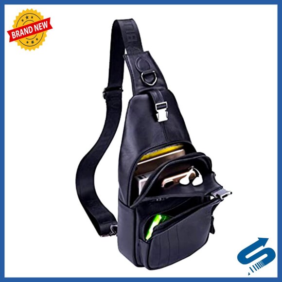 Leather Sling Crossbody Backpack Daypack Travel Outdoor Casual Pack main image 6